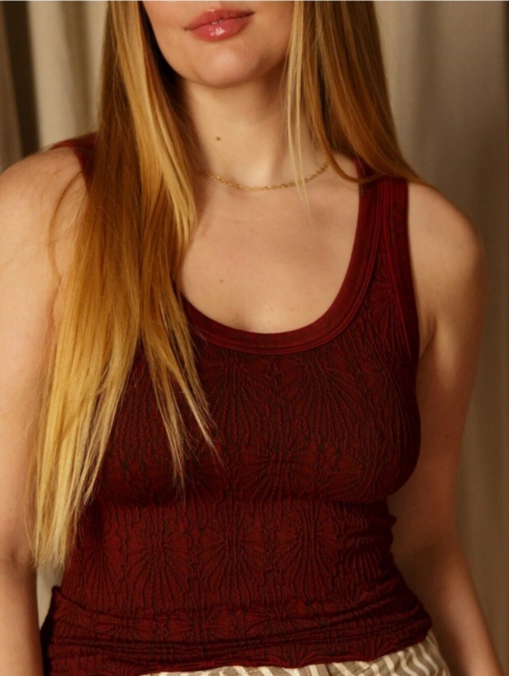 Molly Green - Iris Lace Tank - Burgundy( T68)
